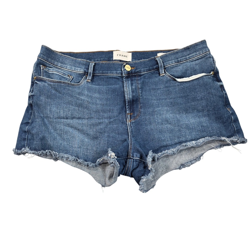 Frame Le Cutoff Denim Shorts Womens 32 Blue Williams Wash Raw Hem LC179